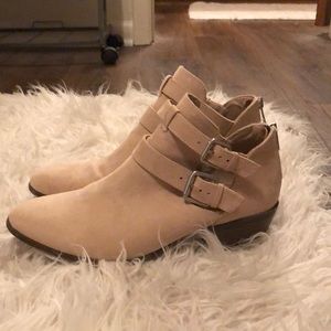 Francesca’s Light Beige Suede Booties Size 10